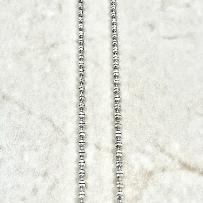 Italian 14K White Gold 16.25 - Inch Diamond - Cut Bead Chain Necklace - WeilJewelry