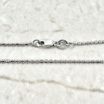 Italian 14K White Gold 16.25 - Inch Diamond - Cut Bead Chain Necklace - WeilJewelry
