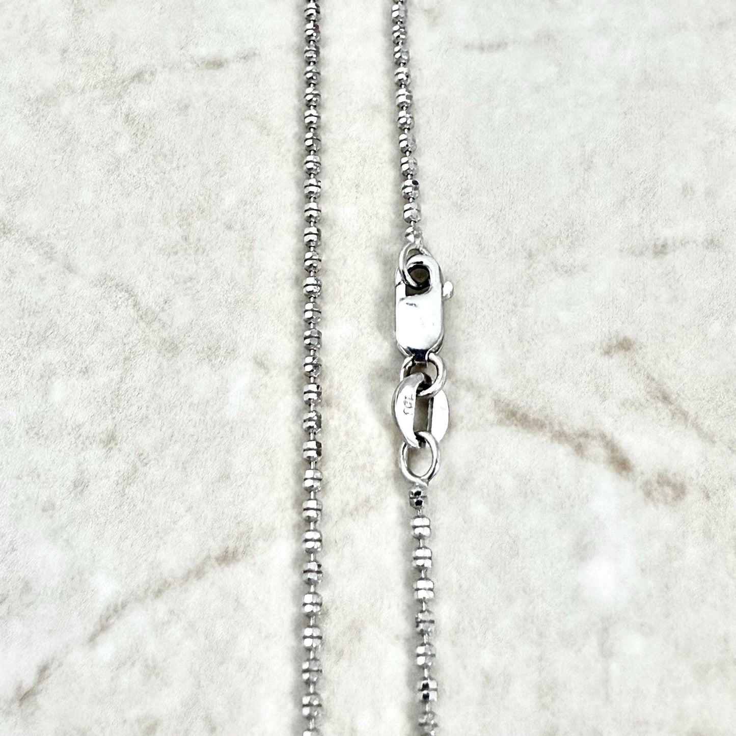 Italian 14K White Gold 16.25 - Inch Diamond - Cut Bead Chain Necklace - WeilJewelry