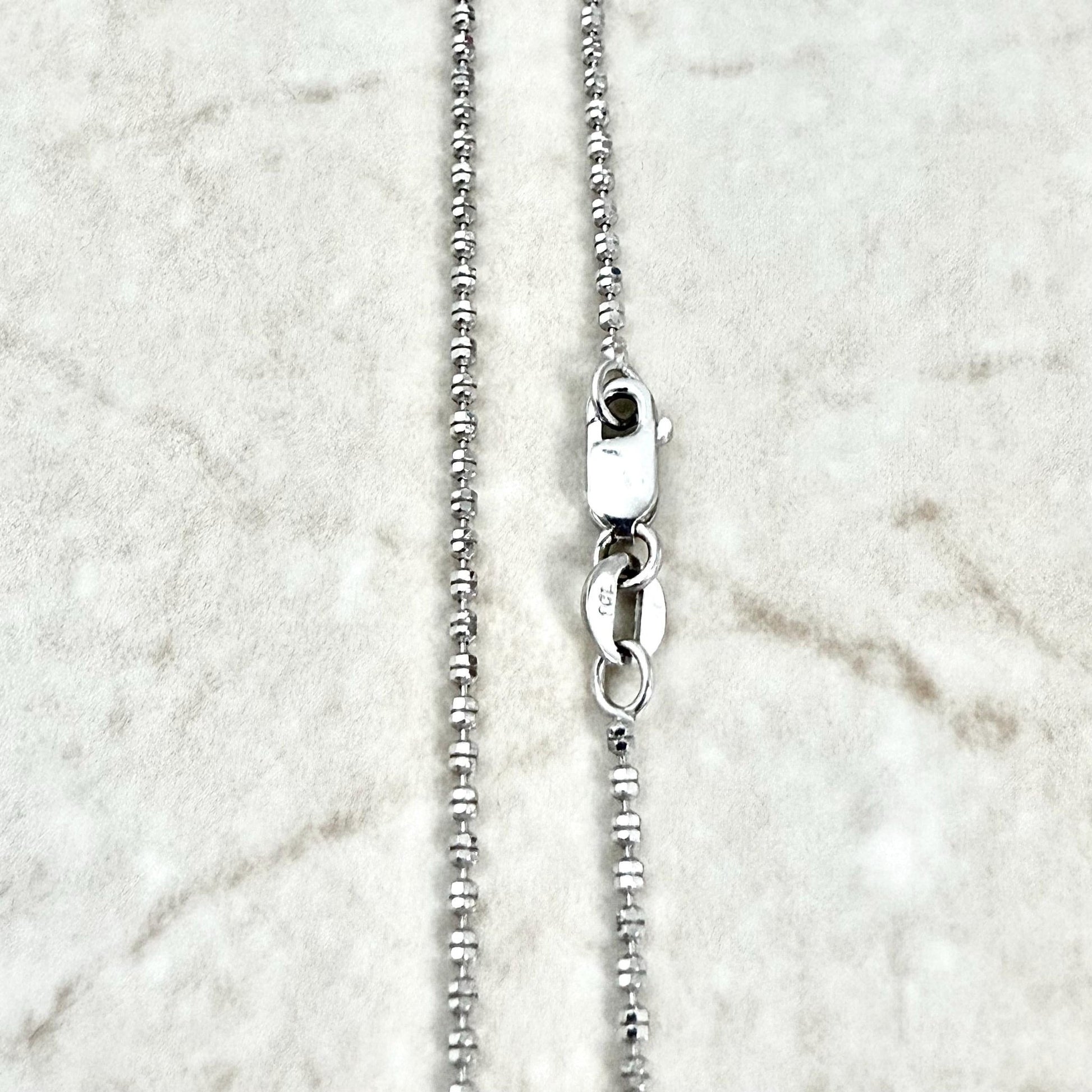 Italian 14K White Gold 16.25 - Inch Diamond - Cut Bead Chain Necklace - WeilJewelry