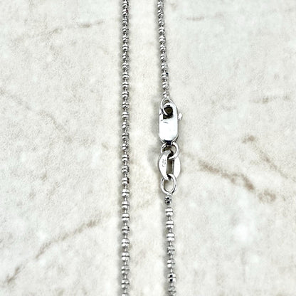 Italian 14K White Gold 16.25 - Inch Diamond - Cut Bead Chain Necklace - WeilJewelry