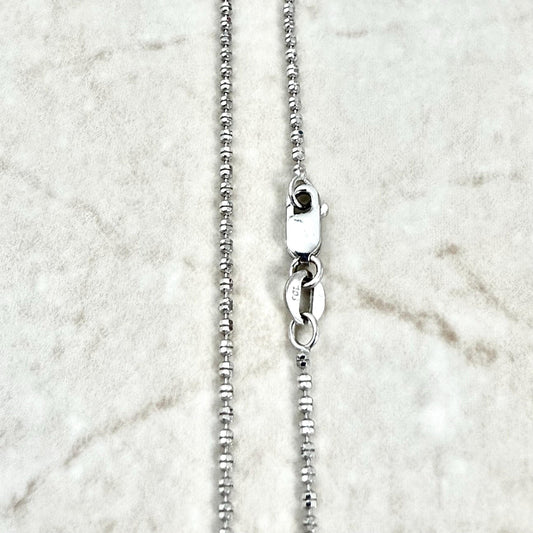Italian 14K White Gold 16.25 - Inch Diamond - Cut Bead Chain Necklace - WeilJewelry