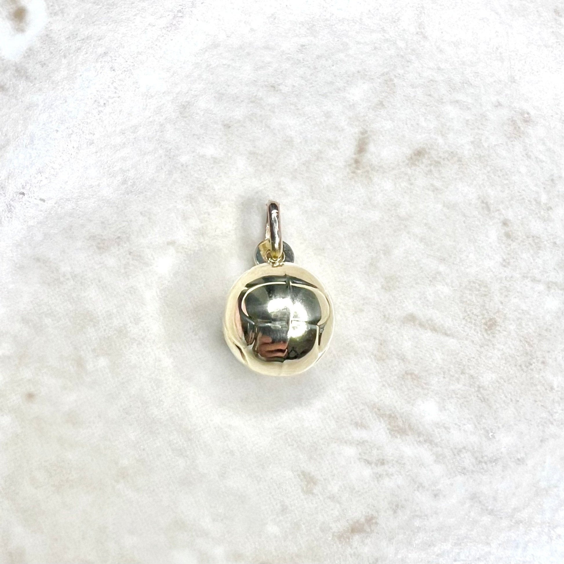 Italian 9 Karat Yellow Gold Hollow Sphere/Old Soccer Ball Charm Pendant - WeilJewelry