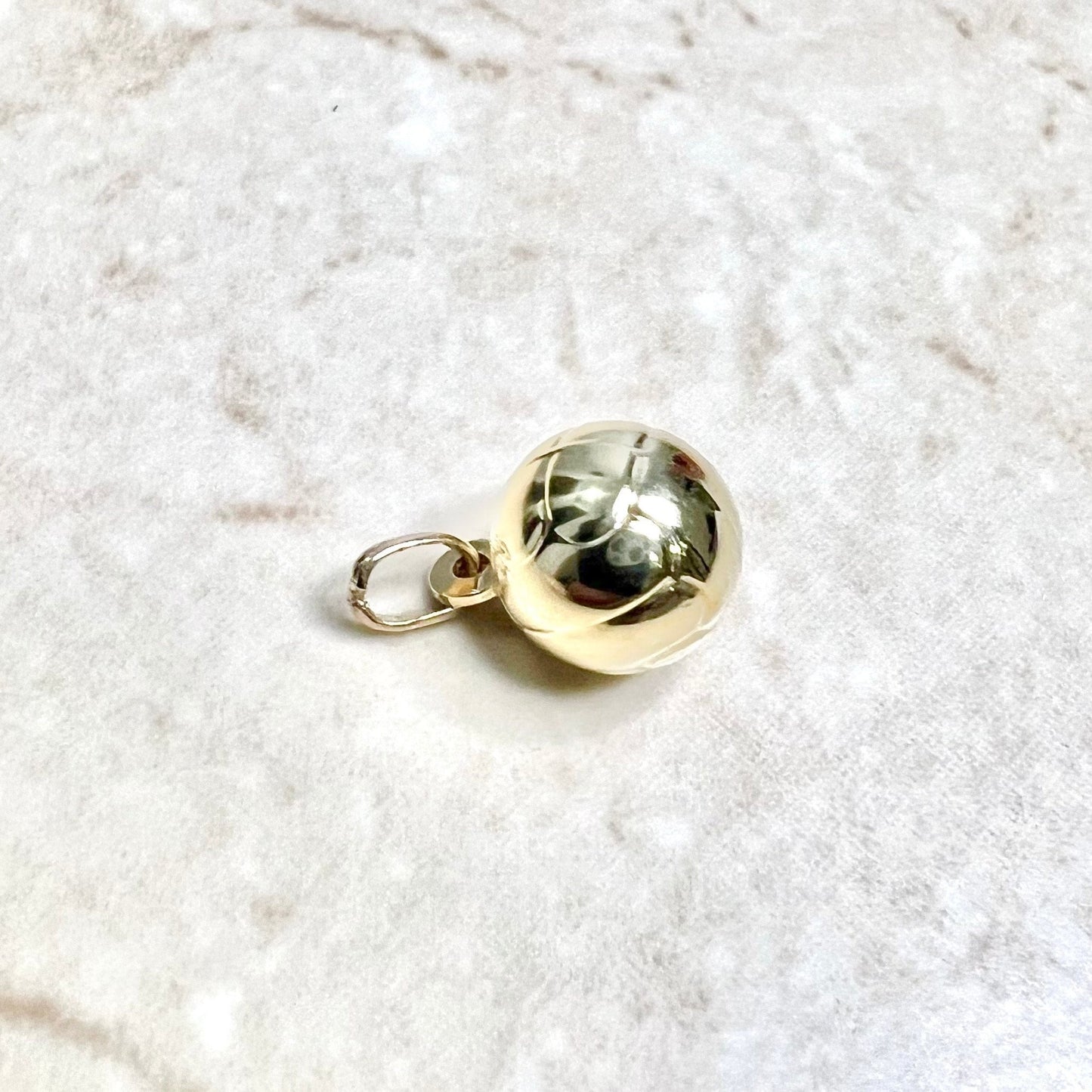 Italian 9 Karat Yellow Gold Hollow Sphere/Old Soccer Ball Charm Pendant - WeilJewelry