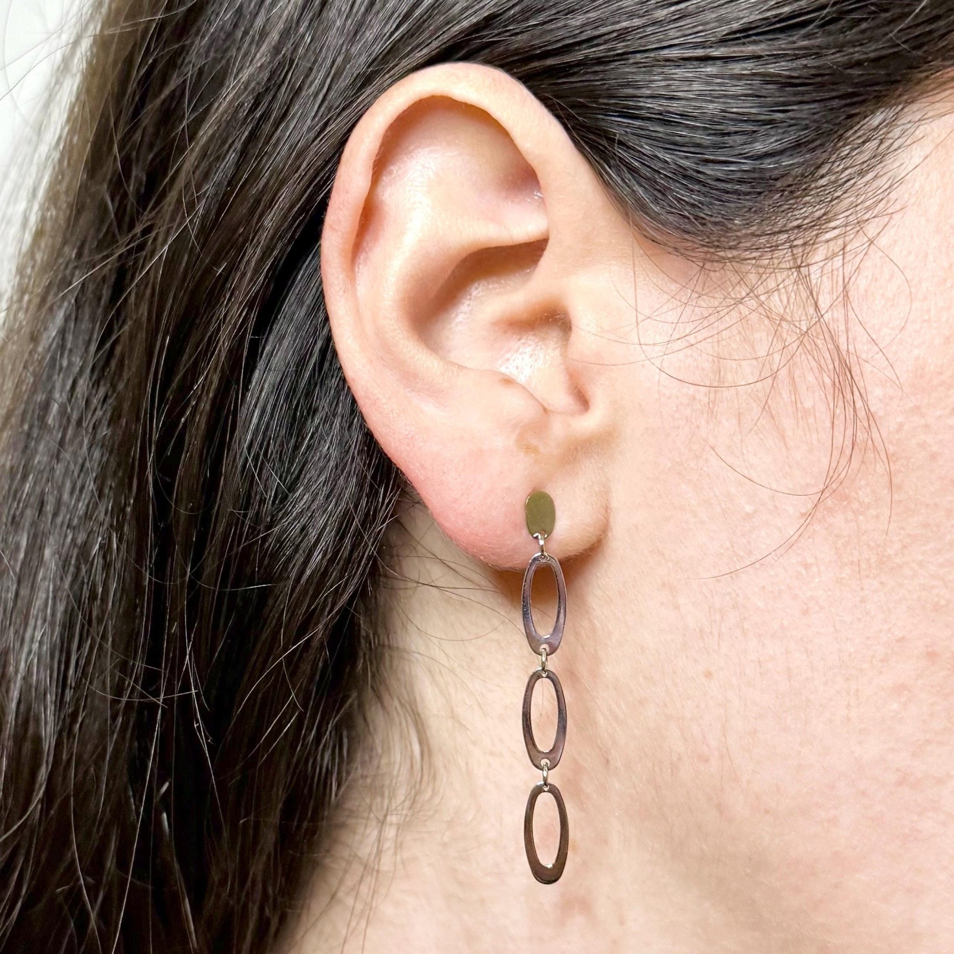 Italian Solid 14K White Gold Dangling Earrings - WeilJewelry