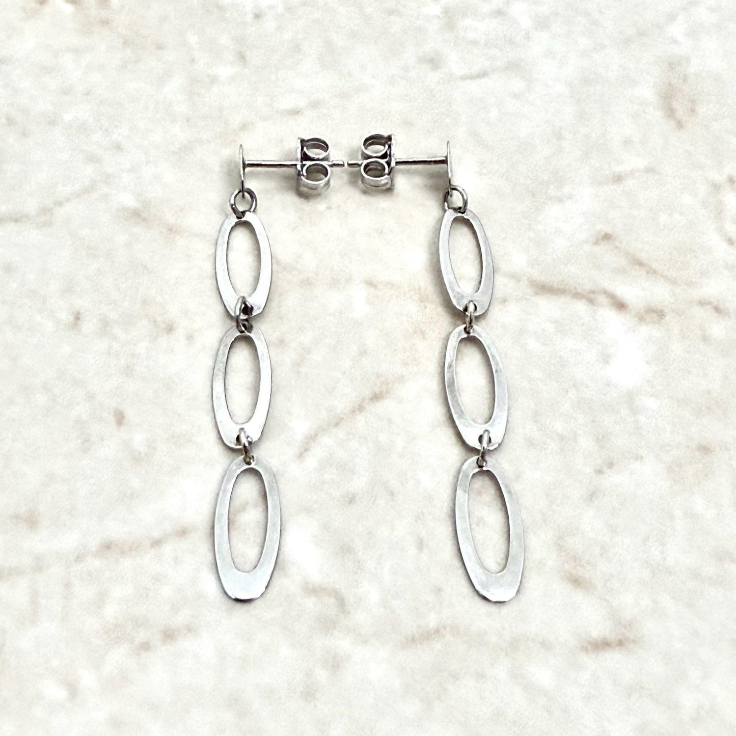 Italian Solid 14K White Gold Dangling Earrings - WeilJewelry