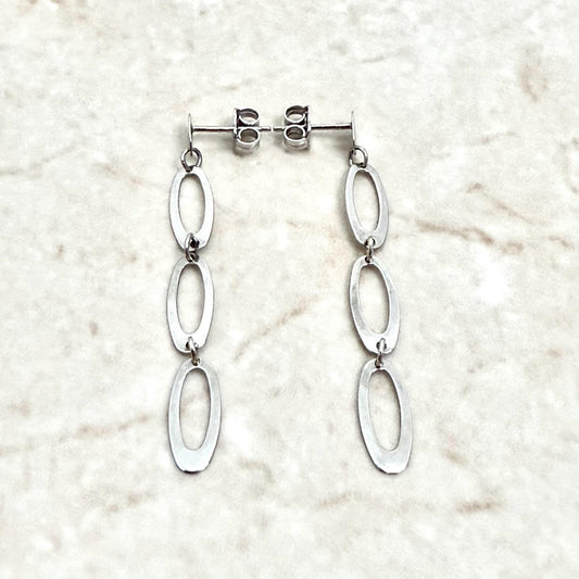 Italian Solid 14K White Gold Dangling Earrings - WeilJewelry