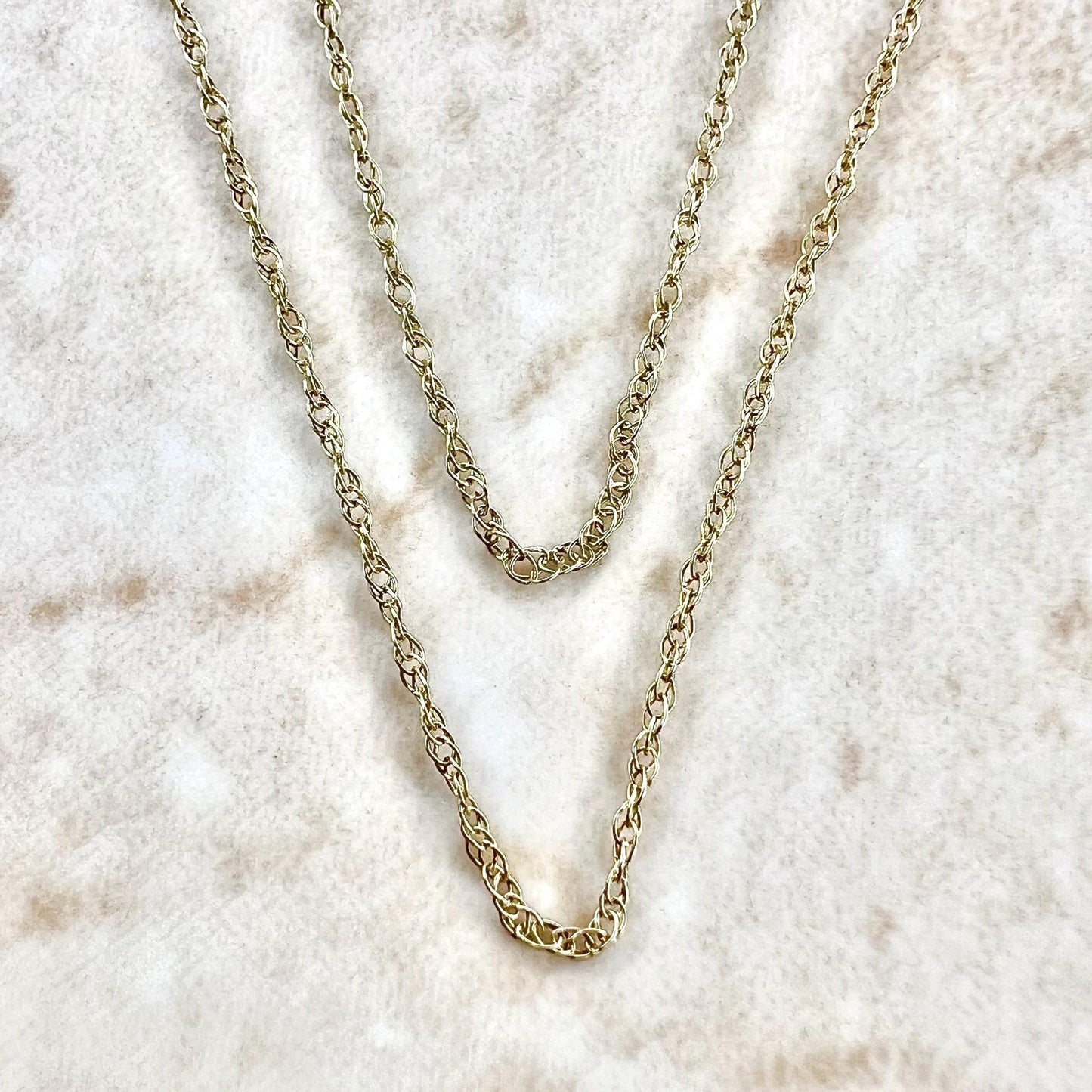 Lightweight 10 Karat Yellow Gold 18 - Inch Rope Chain Necklace - WeilJewelry