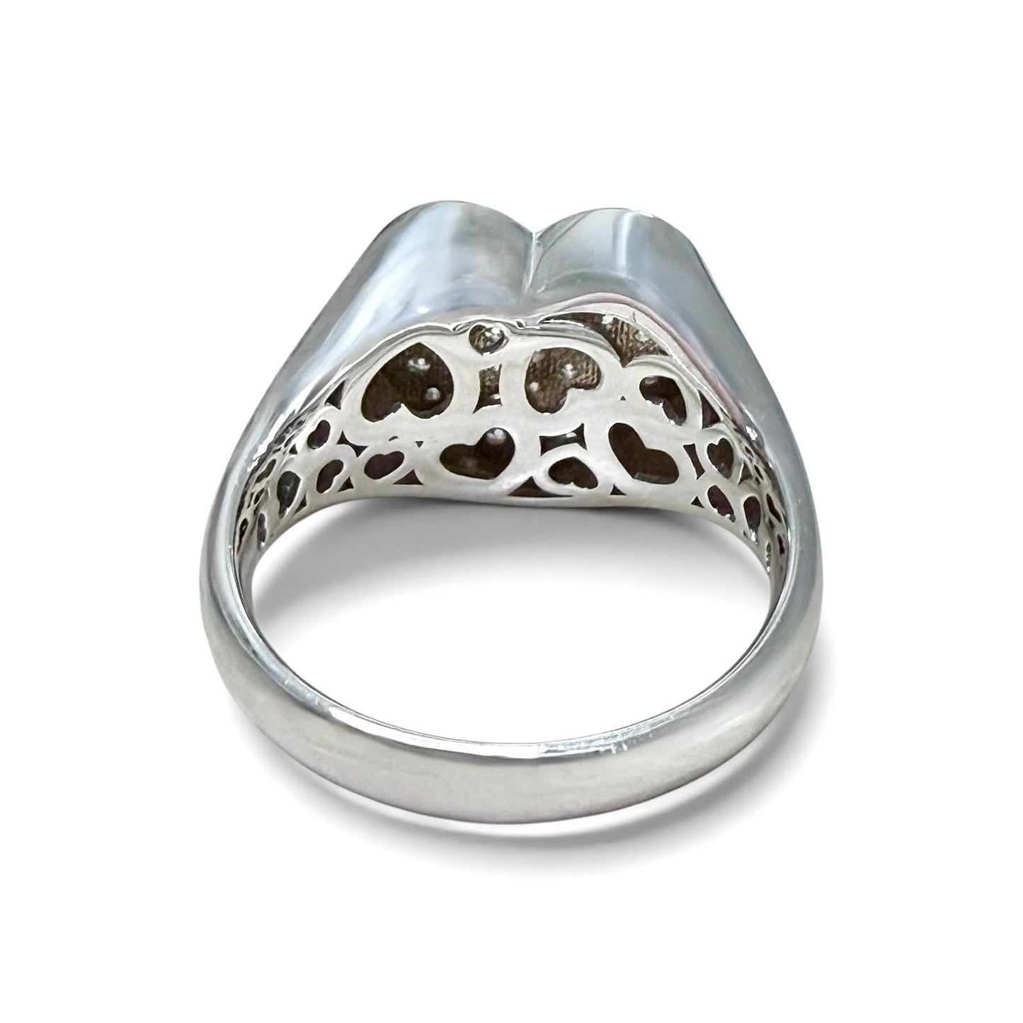 One-Of-A-Kind ZYDO Italy “Amore Brillante” 18K White Gold Pavé Natural Diamond Heart Ring - WeilJewelry