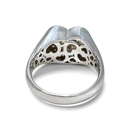 One-Of-A-Kind ZYDO Italy “Amore Brillante” 18K White Gold Pavé Natural Diamond Heart Ring - WeilJewelry