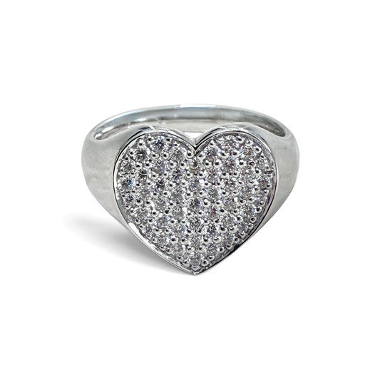 One-Of-A-Kind ZYDO Italy “Amore Brillante” 18K White Gold Pavé Natural Diamond Heart Ring - WeilJewelry