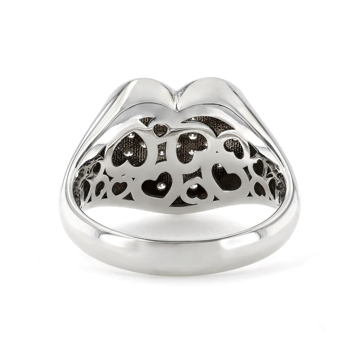 One-Of-A-Kind ZYDO Italy “Amore Brillante” 18K White Gold Pavé Natural Diamond Heart Ring - WeilJewelry