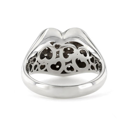 One-Of-A-Kind ZYDO Italy “Amore Brillante” 18K White Gold Pavé Natural Diamond Heart Ring - WeilJewelry