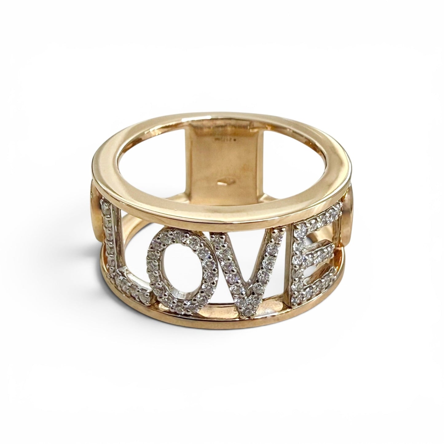 One-Of-A-Kind ZYDO Italy “Amore Mio” 18K Rose Gold & White Gold Natural Diamond LOVE Ring - WeilJewelry