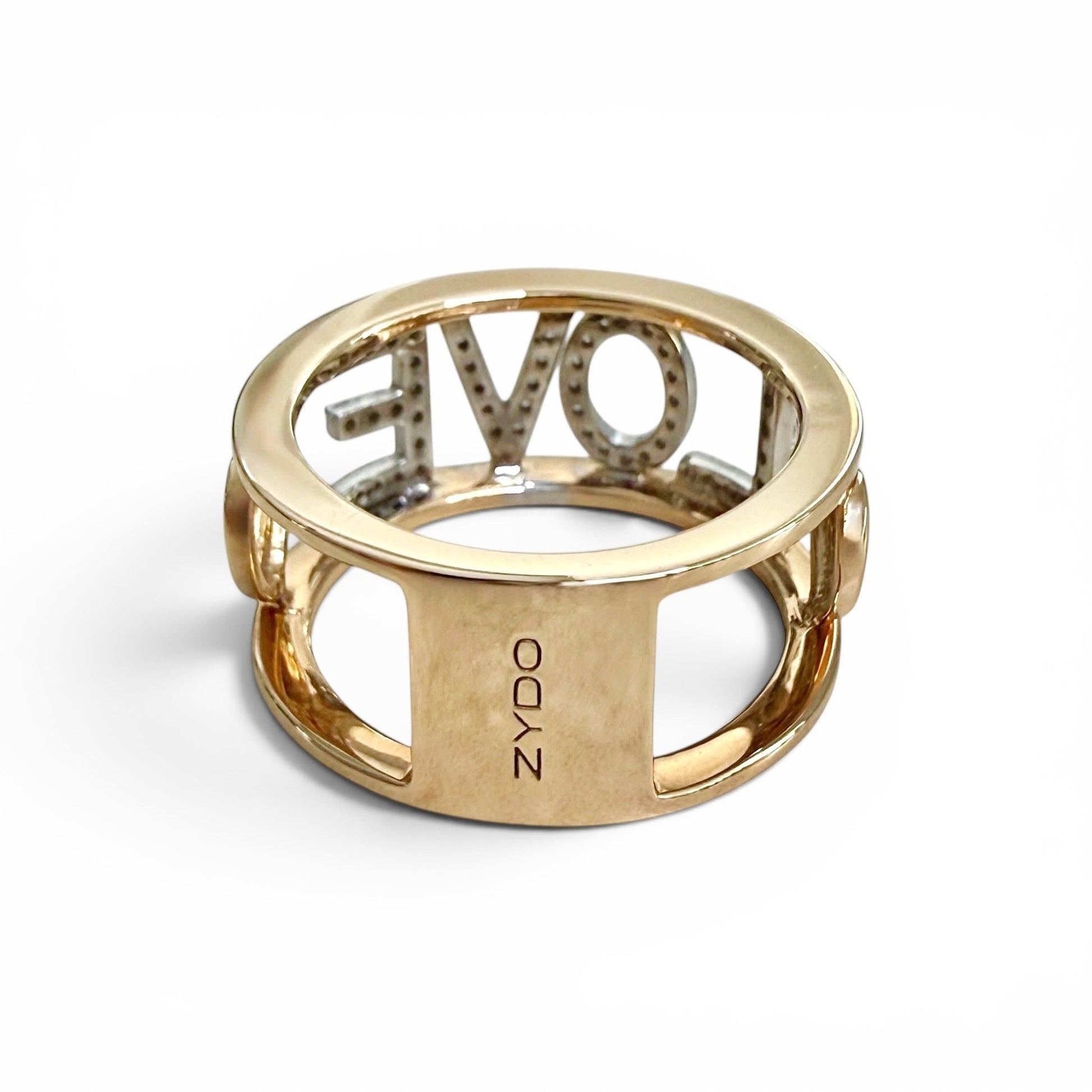 One-Of-A-Kind ZYDO Italy “Amore Mio” 18K Rose Gold & White Gold Natural Diamond LOVE Ring - WeilJewelry
