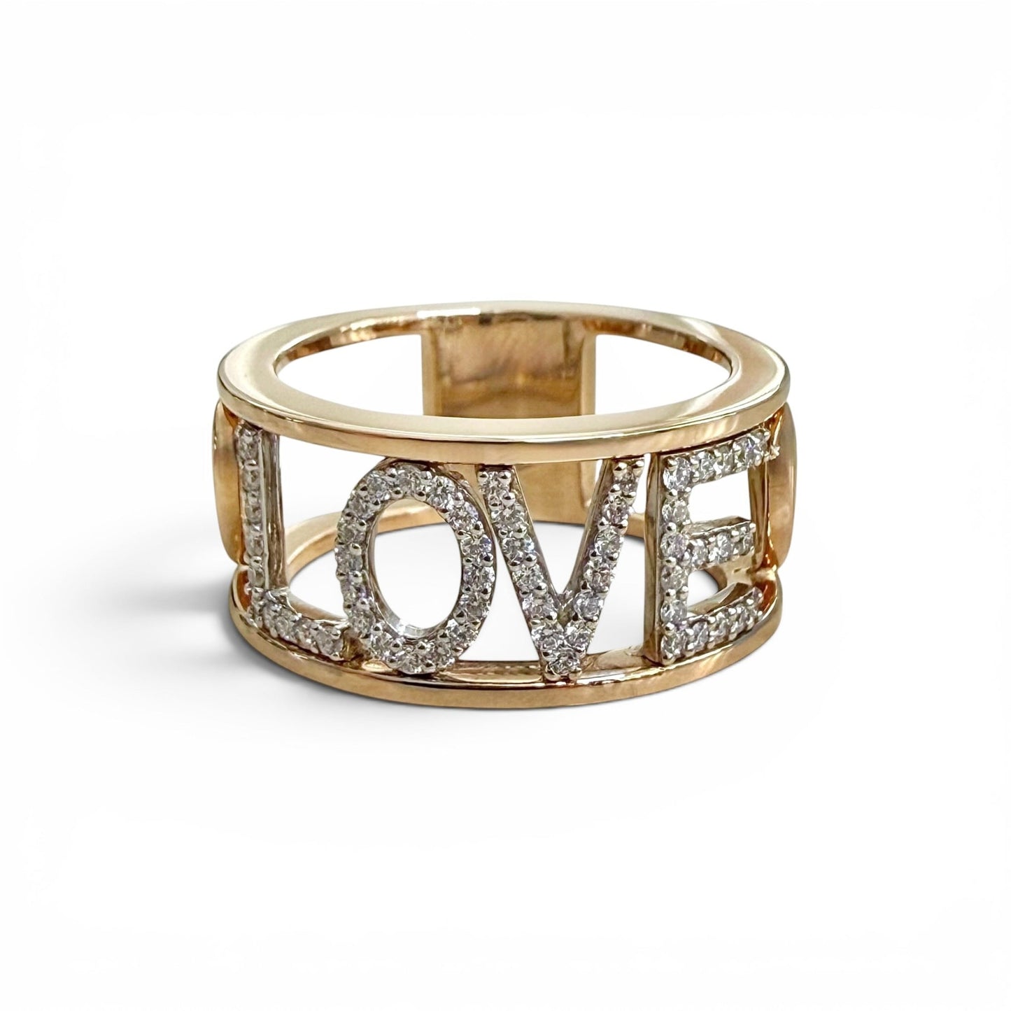 One-Of-A-Kind ZYDO Italy “Amore Mio” 18K Rose Gold & White Gold Natural Diamond LOVE Ring - WeilJewelry