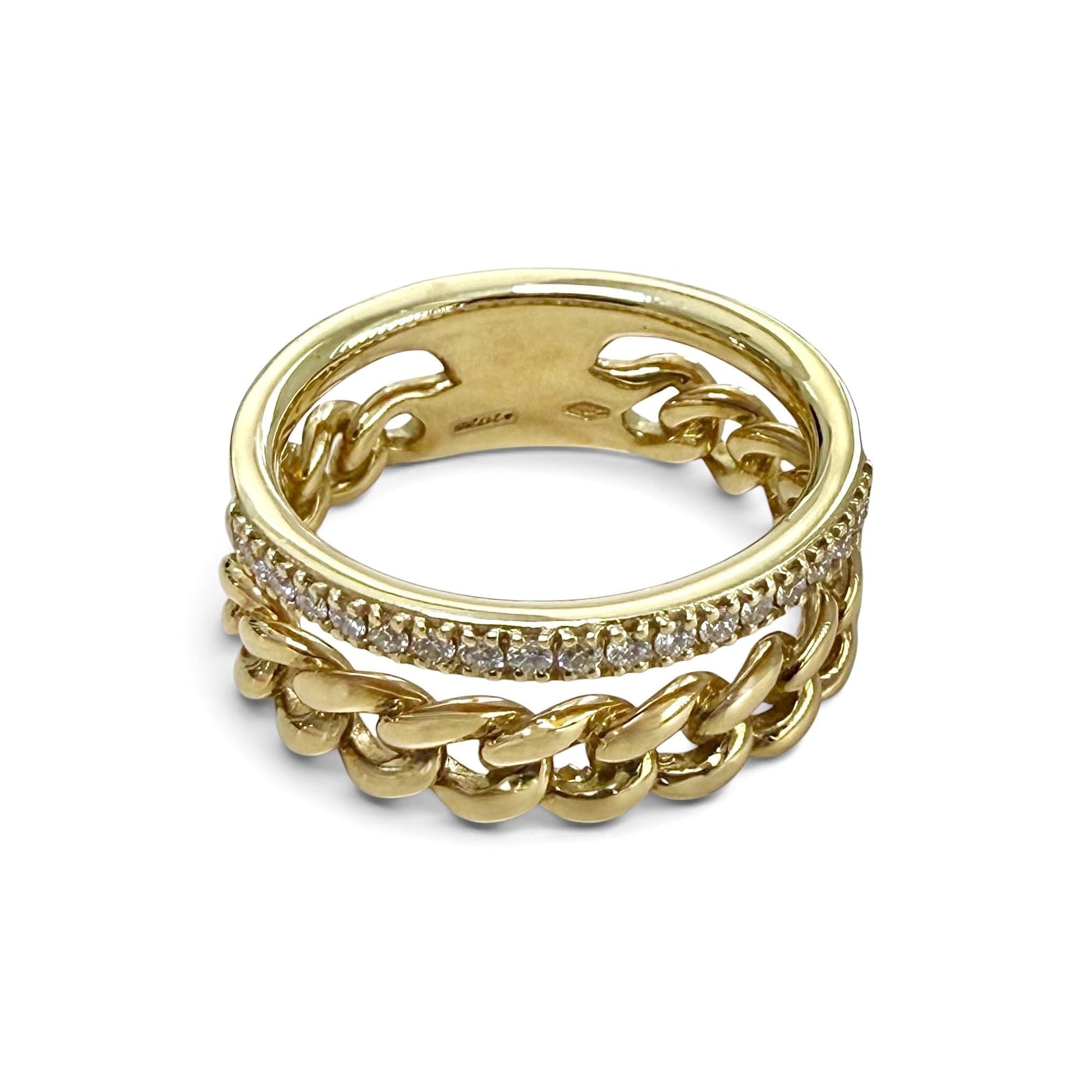 One-Of-A-Kind ZYDO Italy “Due Passioni” 18K Yellow Gold Natural Diamond Double-Band Ring - WeilJewelry