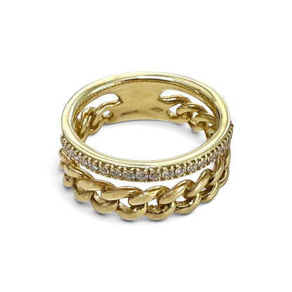 One-Of-A-Kind ZYDO Italy “Due Passioni” 18K Yellow Gold Natural Diamond Double-Band Ring - WeilJewelry