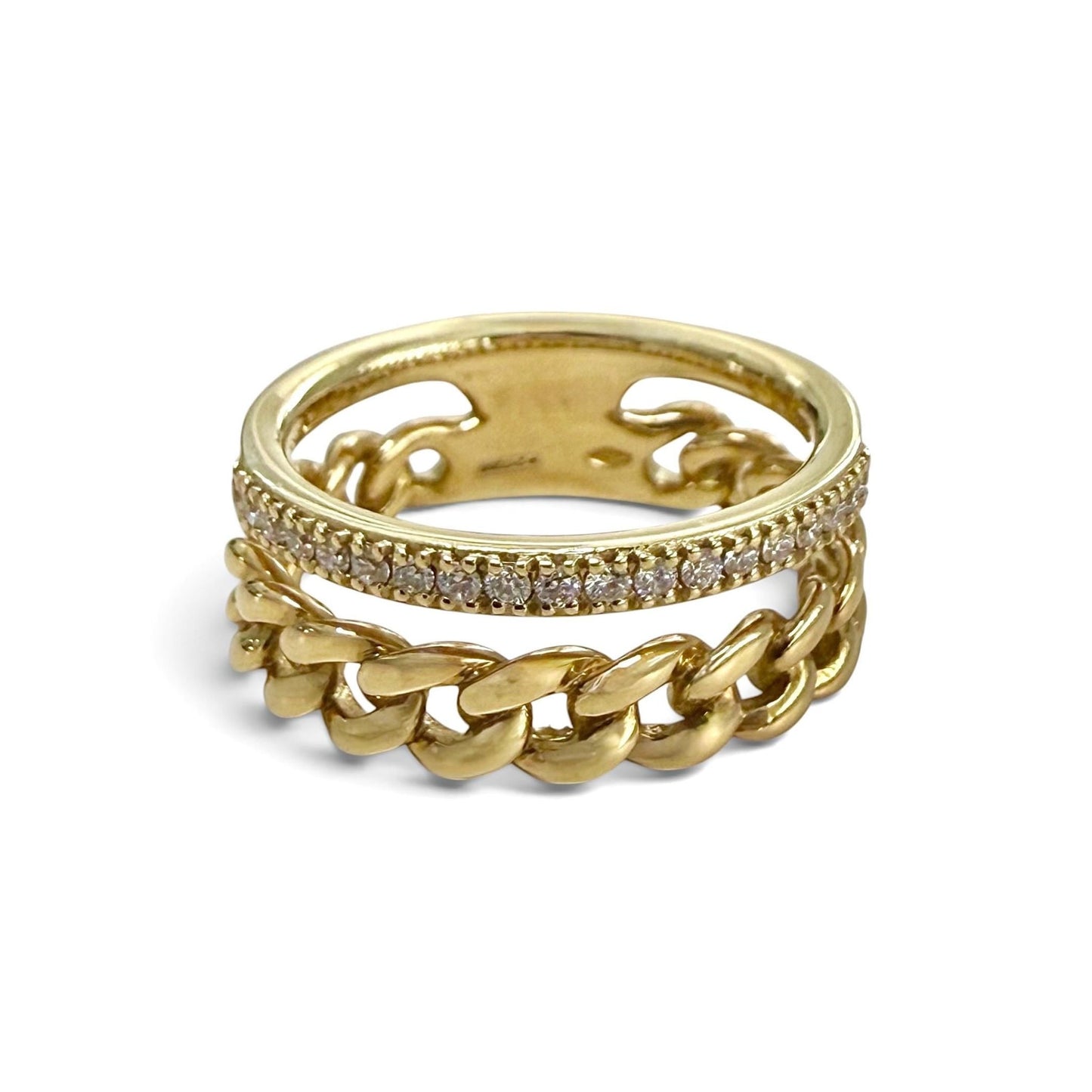 One-Of-A-Kind ZYDO Italy “Due Passioni” 18K Yellow Gold Natural Diamond Double-Band Ring - WeilJewelry
