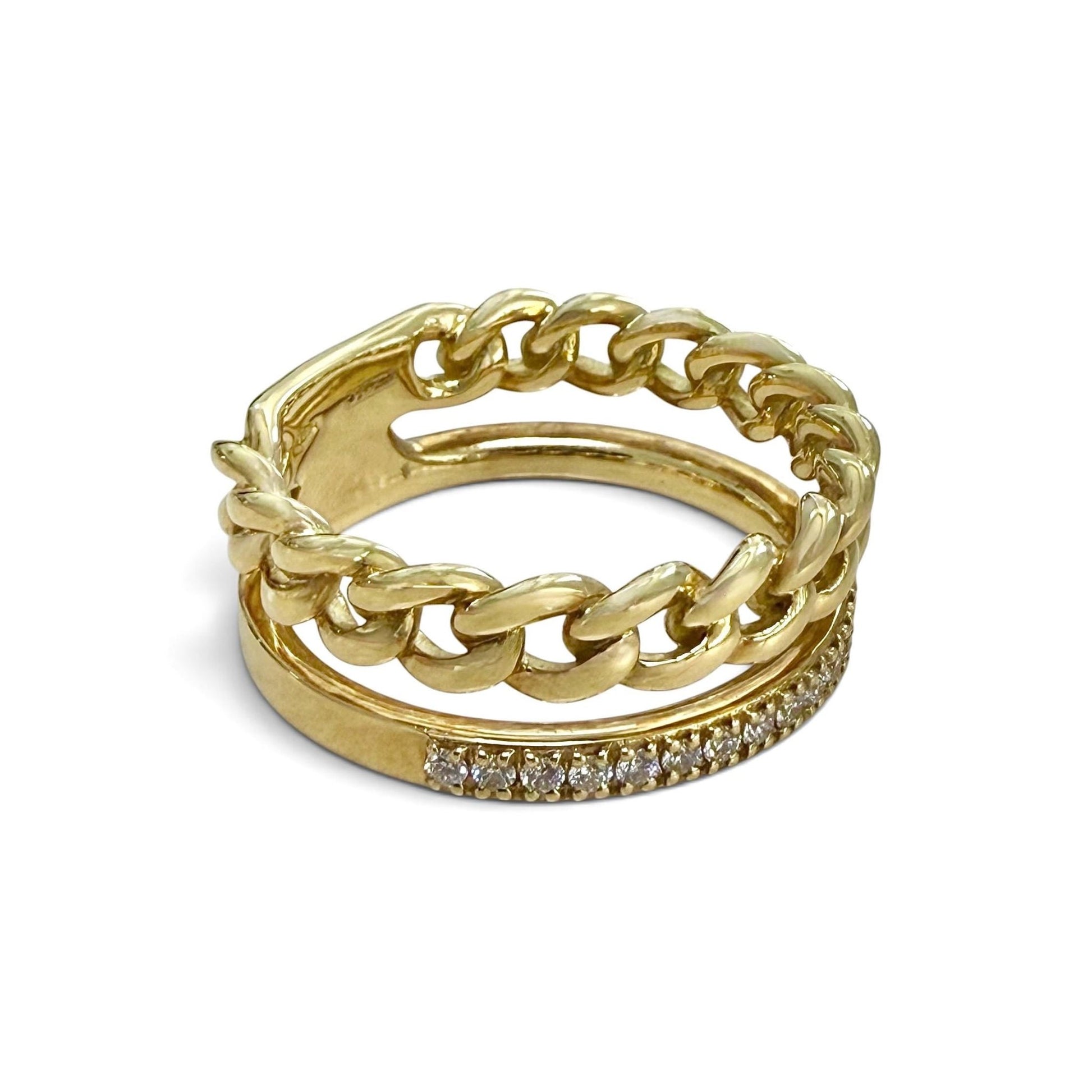 One-Of-A-Kind ZYDO Italy “Due Passioni” 18K Yellow Gold Natural Diamond Double-Band Ring - WeilJewelry