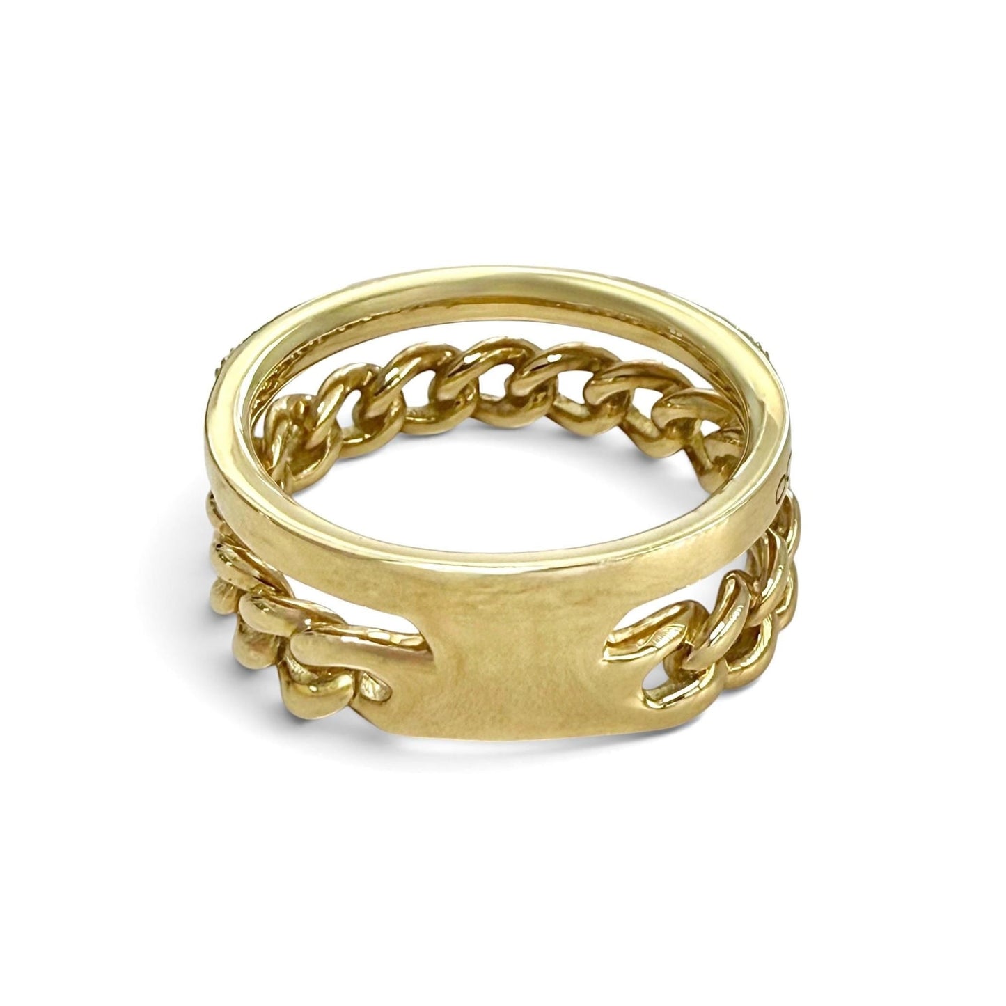 One-Of-A-Kind ZYDO Italy “Due Passioni” 18K Yellow Gold Natural Diamond Double-Band Ring - WeilJewelry
