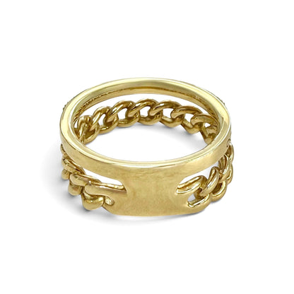 One-Of-A-Kind ZYDO Italy “Due Passioni” 18K Yellow Gold Natural Diamond Double-Band Ring - WeilJewelry
