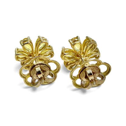 One-Of-A-Kind ZYDO Italy “Fiori d’Oro” 18K Yellow Gold Yellow Sapphire & Diamond Flower Earrings - WeilJewelry