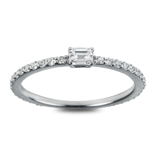 One-Of-A-Kind ZYDO Italy “Luce Scintillante” 18K White Gold 0.41 CTTW Natural Emerald Cut Diamond Ring - WeilJewelry