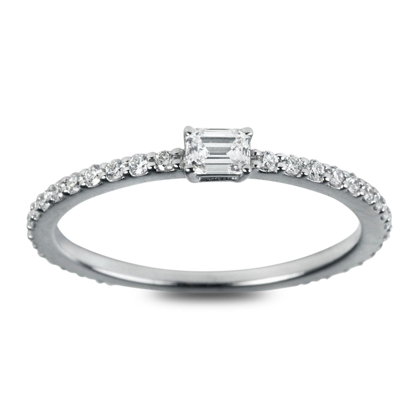 One-Of-A-Kind ZYDO Italy “Luce Scintillante” 18K White Gold 0.41 CTTW Natural Emerald Cut Diamond Ring - WeilJewelry