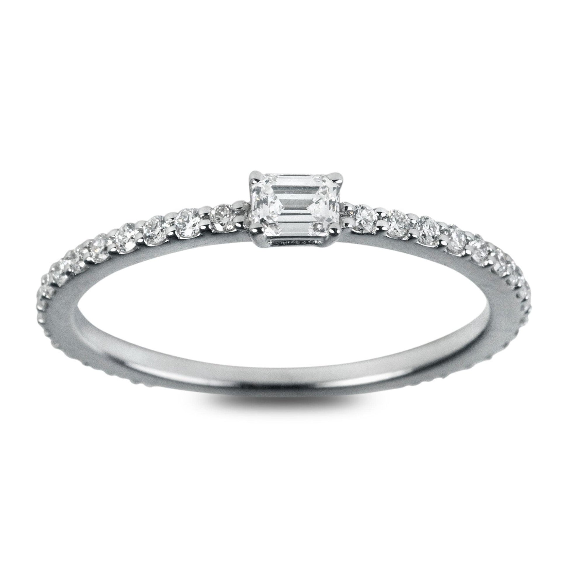 One-Of-A-Kind ZYDO Italy “Luce Scintillante” 18K White Gold 0.41 CTTW Natural Emerald Cut Diamond Ring - WeilJewelry