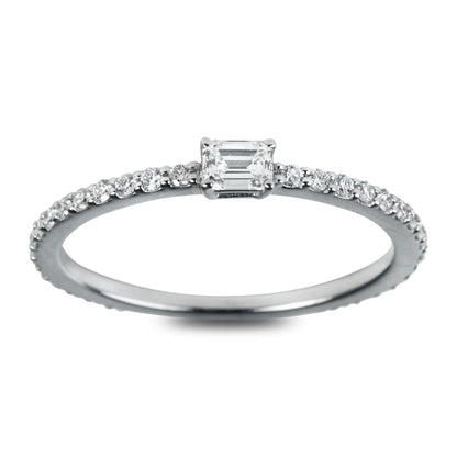 One-Of-A-Kind ZYDO Italy “Luce Scintillante” 18K White Gold 0.41 CTTW Natural Emerald Cut Diamond Ring - WeilJewelry