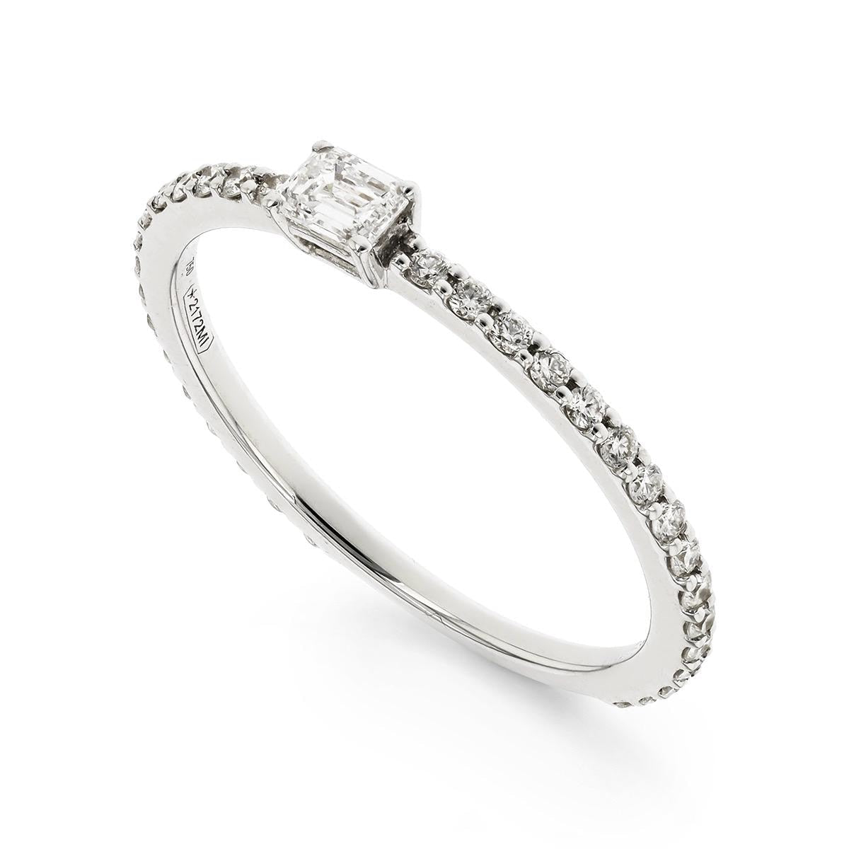 One-Of-A-Kind ZYDO Italy “Luce Scintillante” 18K White Gold 0.41 CTTW Natural Emerald Cut Diamond Ring - WeilJewelry