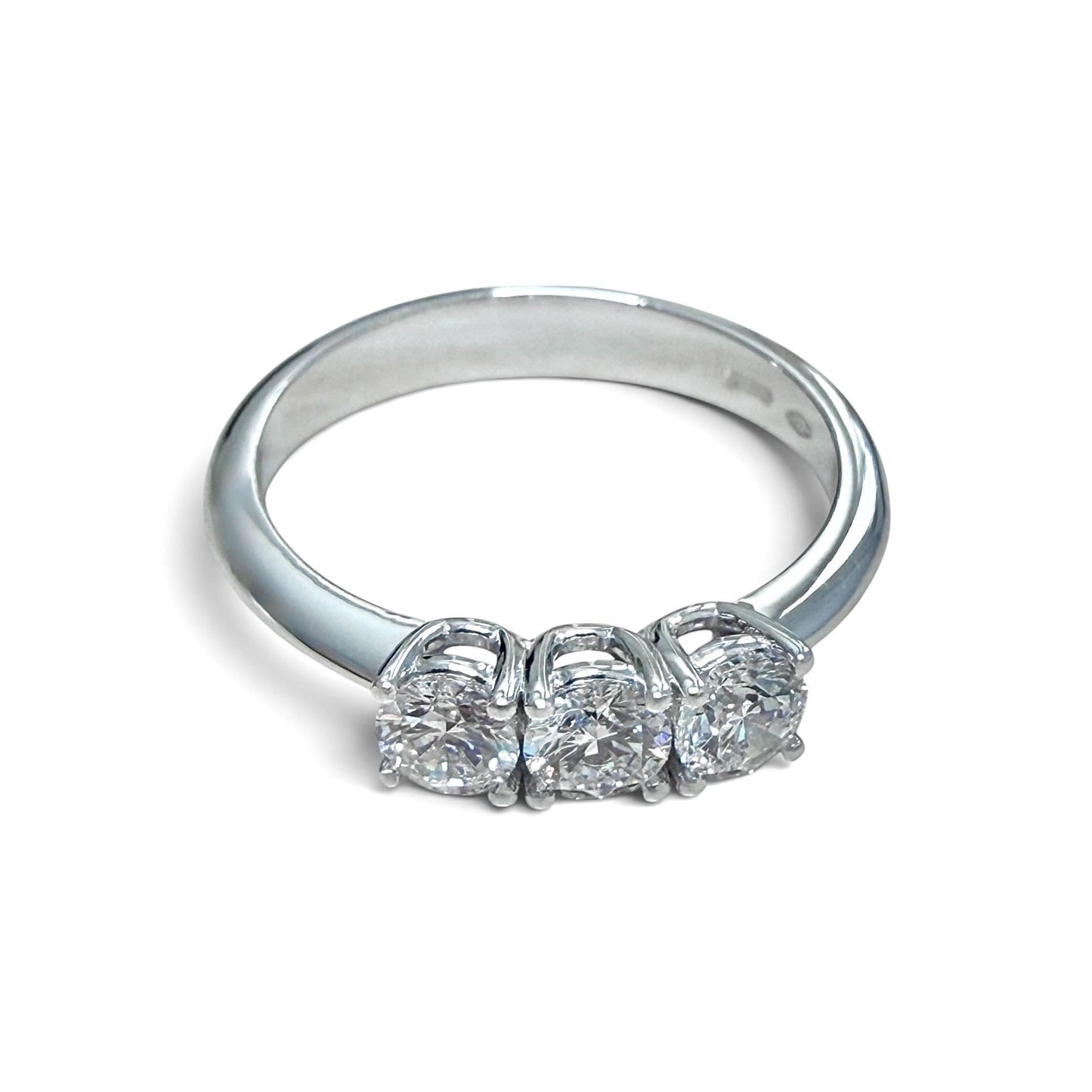 One-Of-A-Kind ZYDO Italy “Tre Tesori” 18K White Gold 0.62 CT Natural Diamond Three Stone Ring - WeilJewelry
