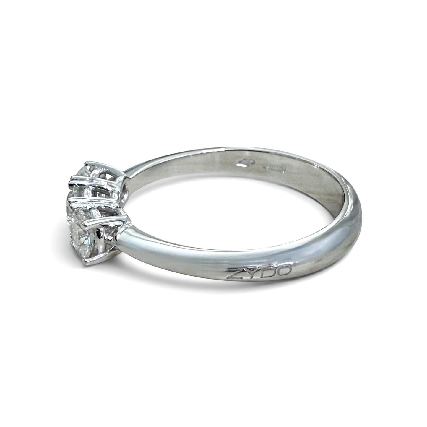 One-Of-A-Kind ZYDO Italy “Tre Tesori” 18K White Gold 0.62 CT Natural Diamond Three Stone Ring - WeilJewelry