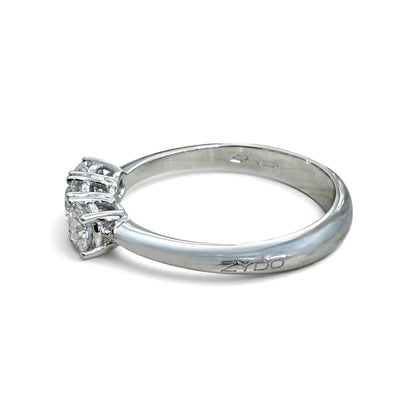 One-Of-A-Kind ZYDO Italy “Tre Tesori” 18K White Gold 0.62 CT Natural Diamond Three Stone Ring - WeilJewelry
