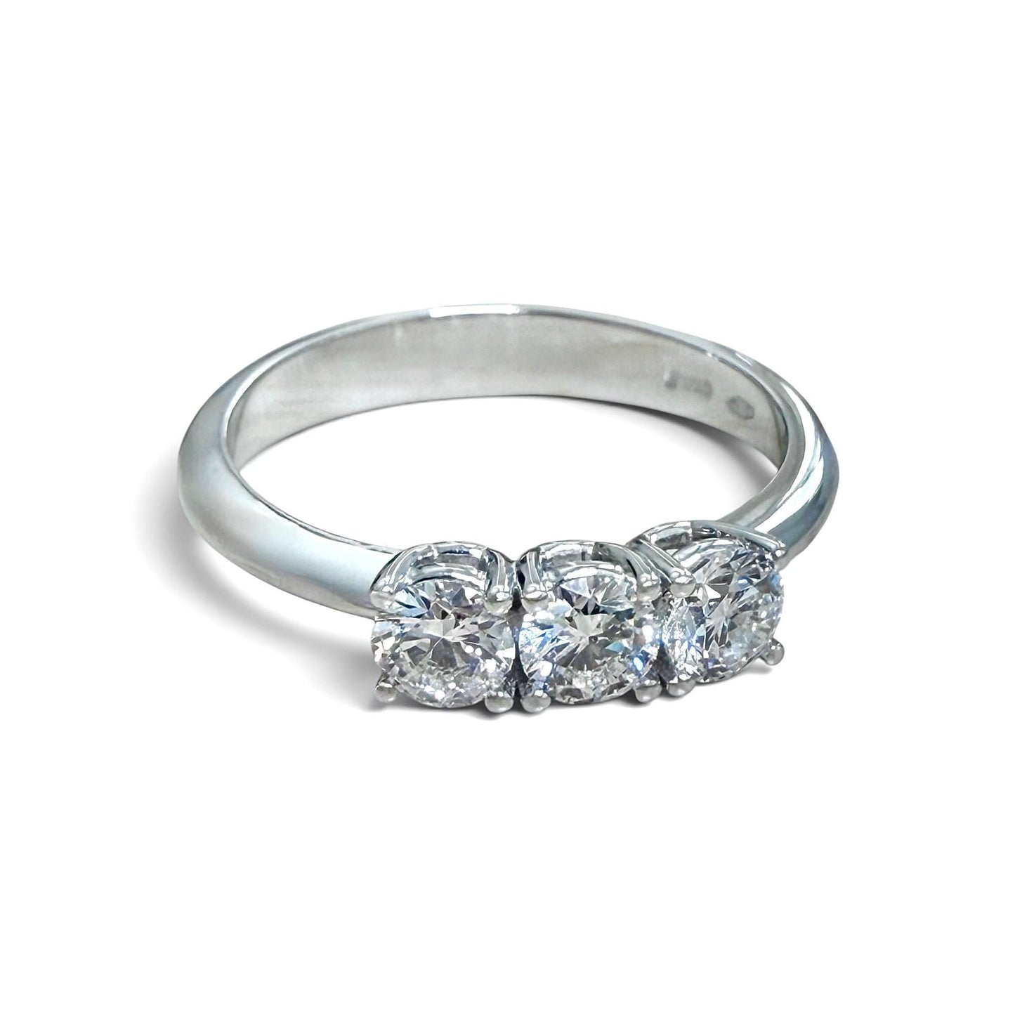 One-Of-A-Kind ZYDO Italy “Tre Tesori” 18K White Gold 0.62 CT Natural Diamond Three Stone Ring - WeilJewelry