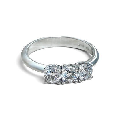 One-Of-A-Kind ZYDO Italy “Tre Tesori” 18K White Gold 0.62 CT Natural Diamond Three Stone Ring - WeilJewelry