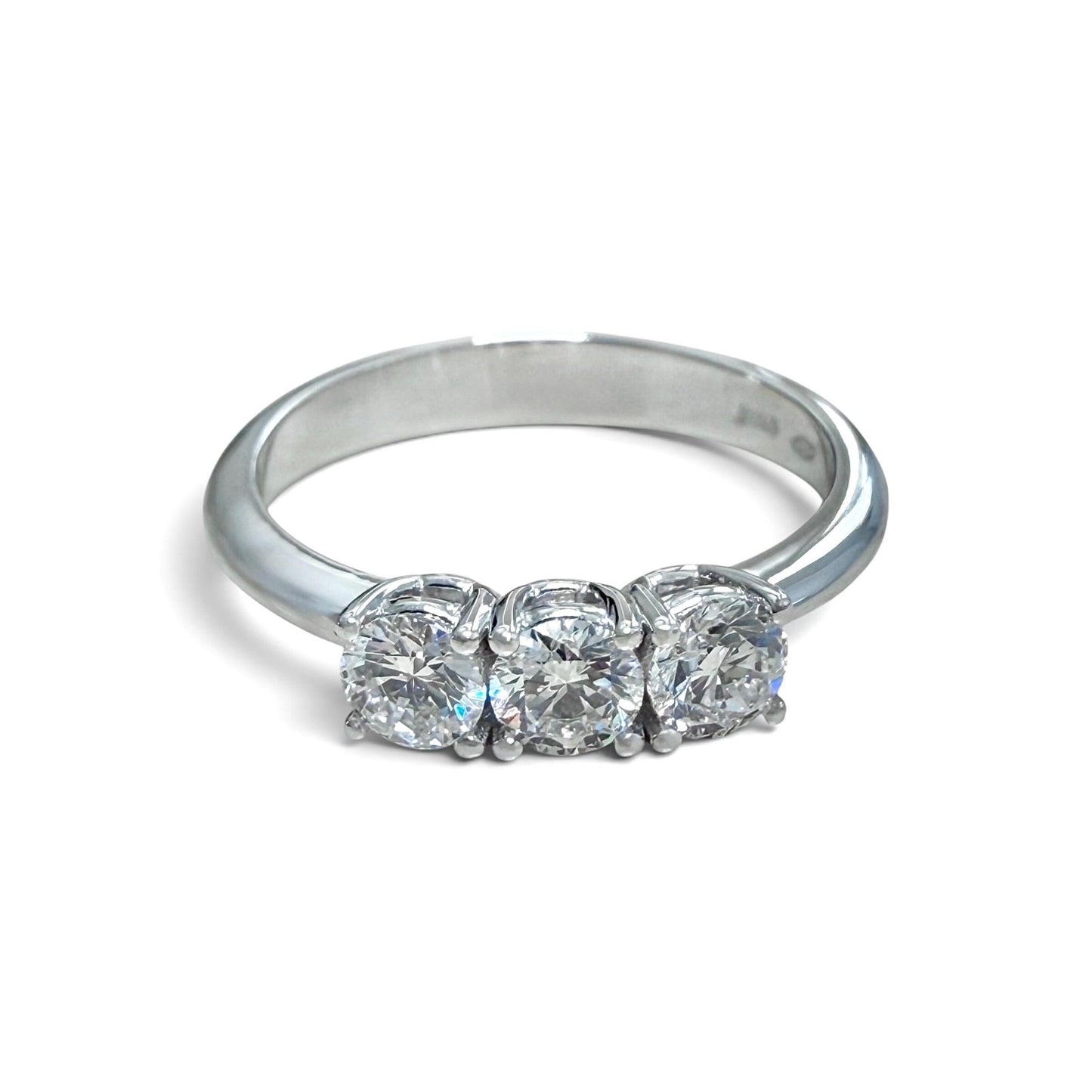 One-Of-A-Kind ZYDO Italy “Tre Tesori” 18K White Gold 0.62 CT Natural Diamond Three Stone Ring - WeilJewelry
