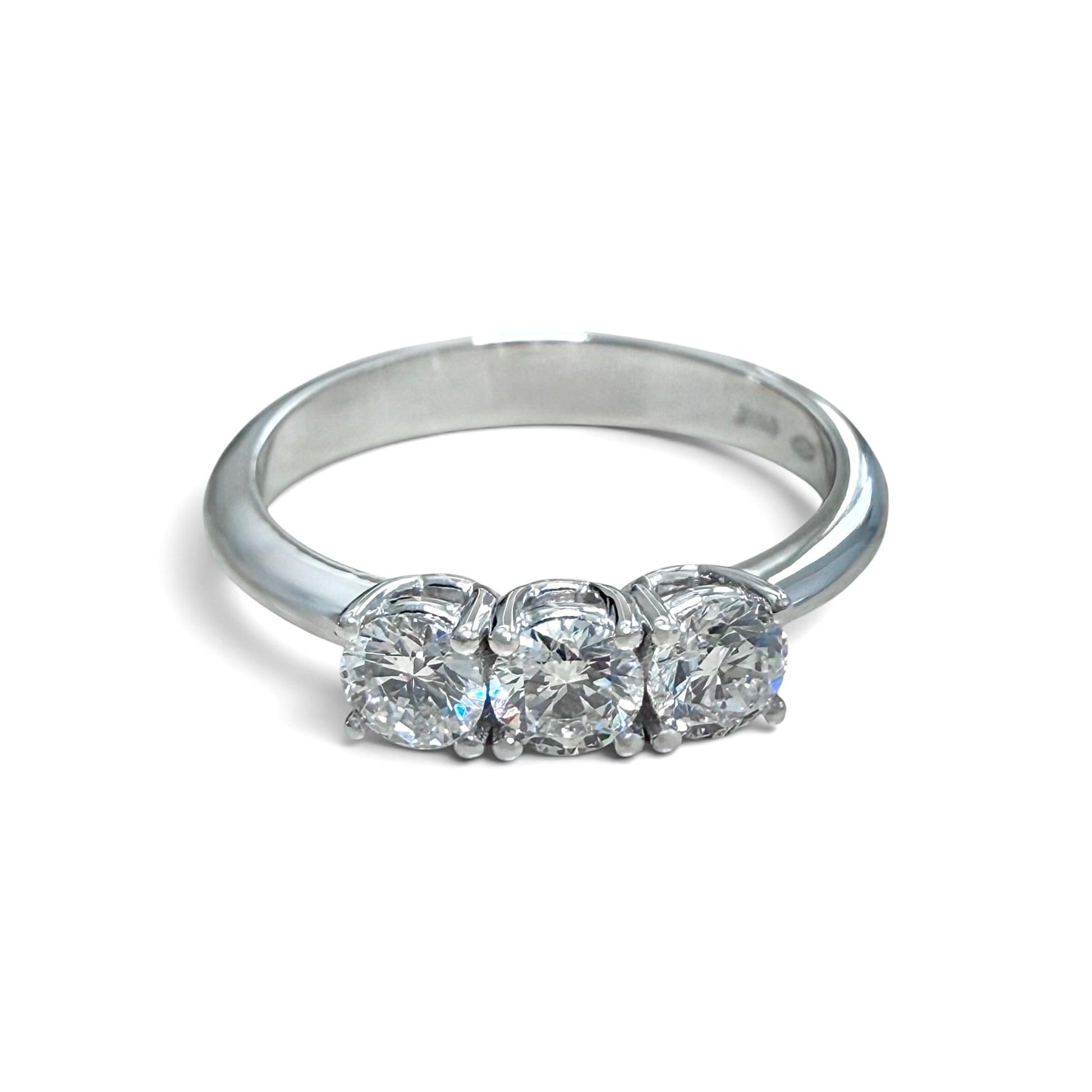 One-Of-A-Kind ZYDO Italy “Tre Tesori” 18K White Gold 0.62 CT Natural Diamond Three Stone Ring - WeilJewelry