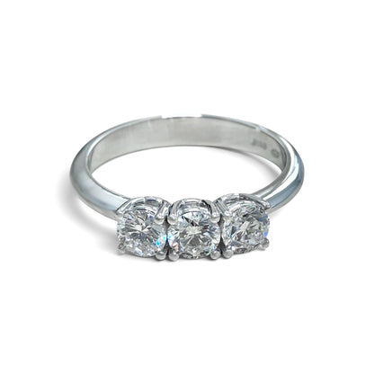 One-Of-A-Kind ZYDO Italy “Tre Tesori” 18K White Gold 0.62 CT Natural Diamond Three Stone Ring - WeilJewelry