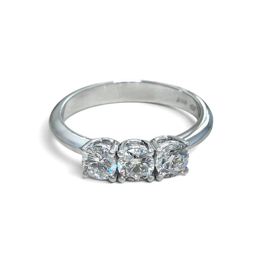 One-Of-A-Kind ZYDO Italy “Tre Tesori” 18K White Gold 0.62 CT Natural Diamond Three Stone Ring - WeilJewelry