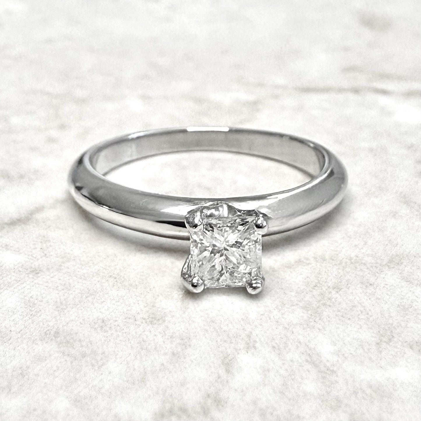 Platinum 0.55 CT Natural Princess Cut Diamond Solitaire Engagement Ring - WeilJewelry