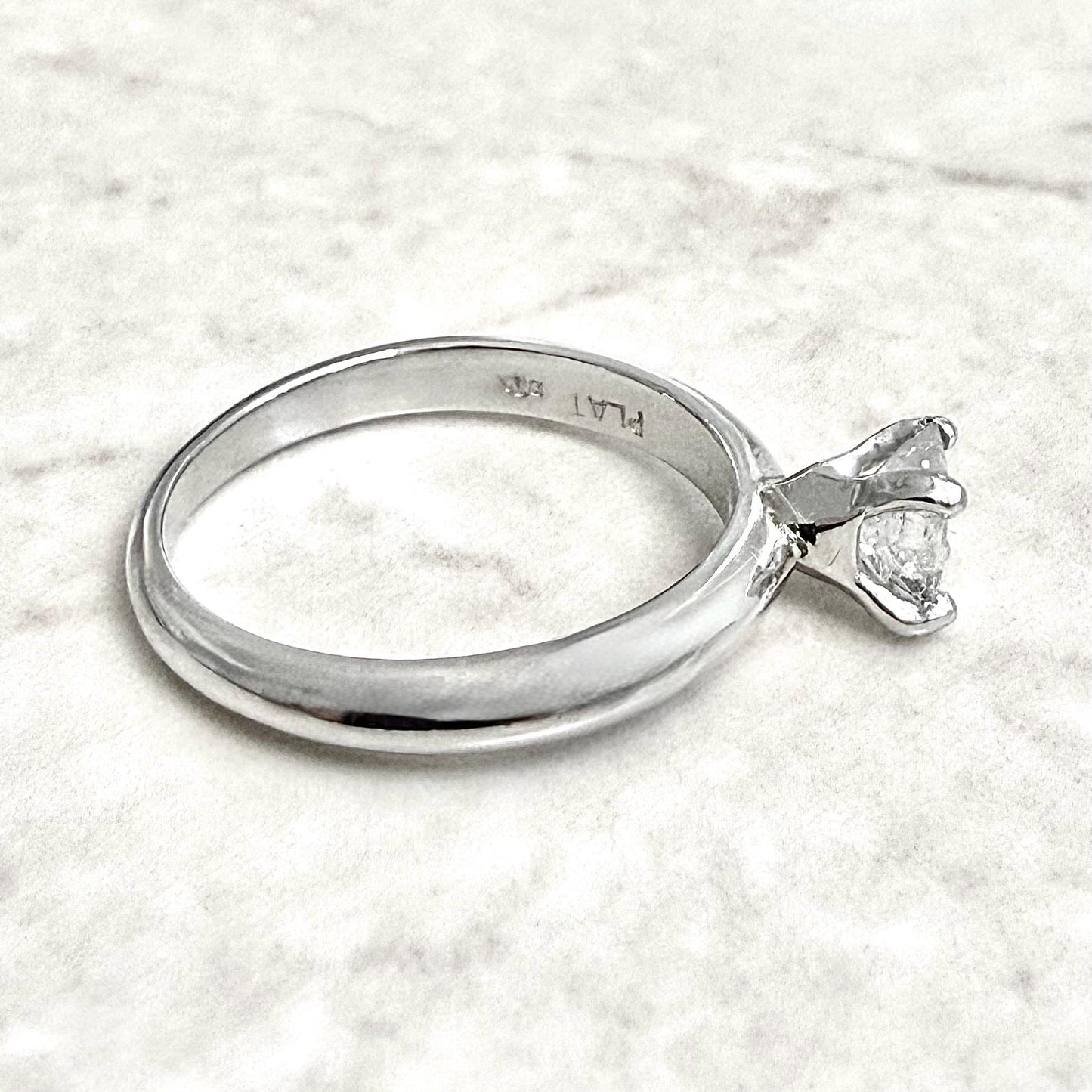 Platinum 0.55 CT Natural Princess Cut Diamond Solitaire Engagement Ring - WeilJewelry
