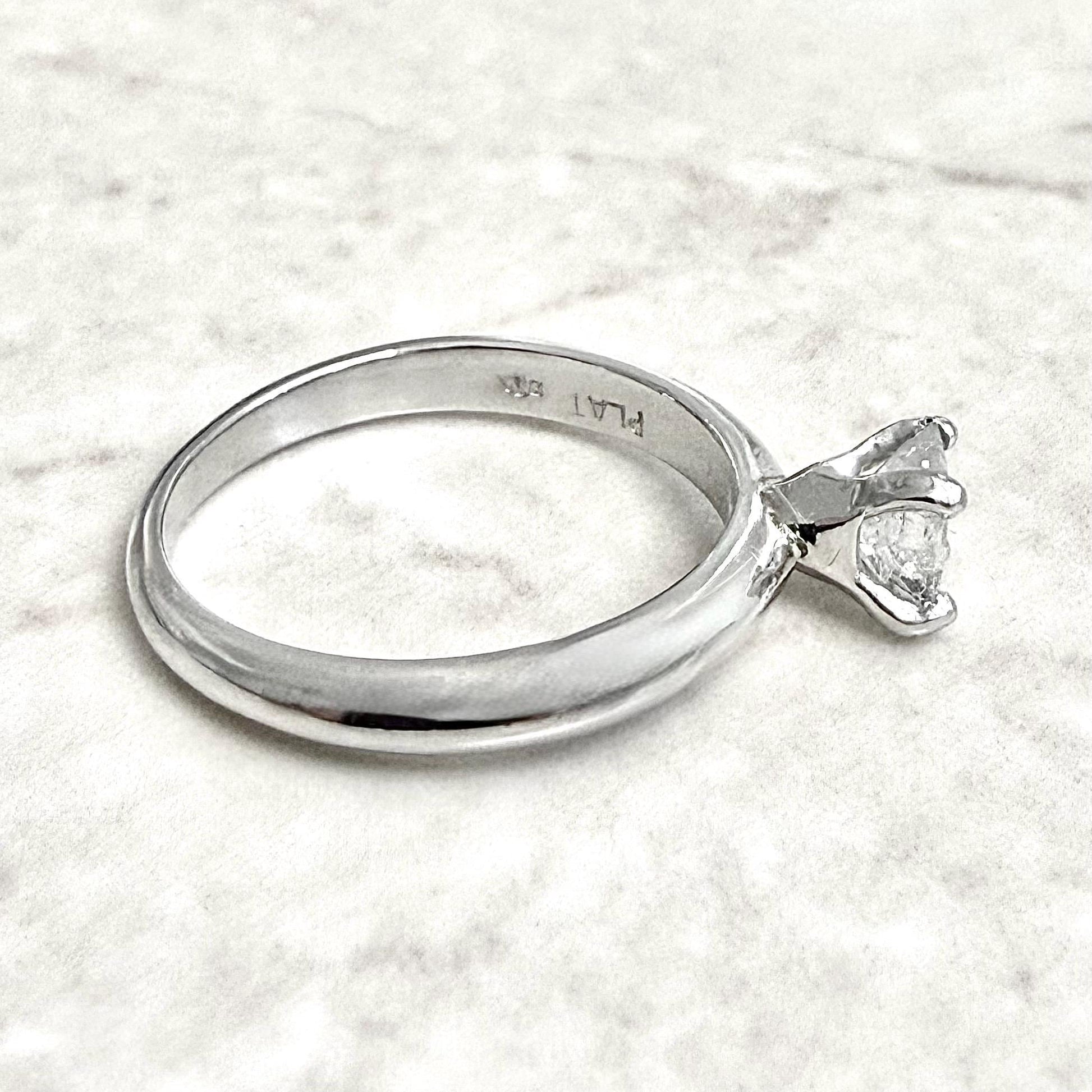 Platinum 0.55 CT Natural Princess Cut Diamond Solitaire Engagement Ring - WeilJewelry