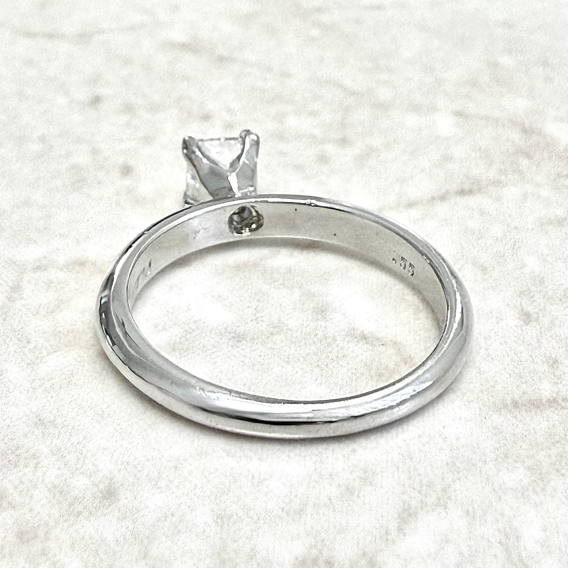 Platinum 0.55 CT Natural Princess Cut Diamond Solitaire Engagement Ring - WeilJewelry