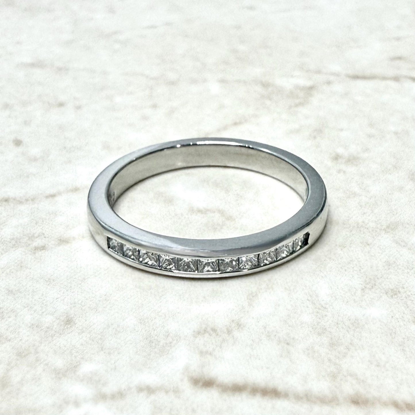 Platinum Channel - Set 0.25 Carat Princess Cut Diamond Band Ring - WeilJewelry