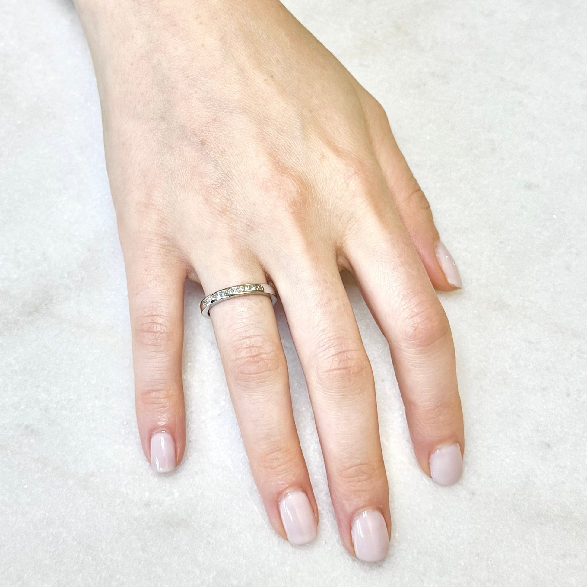 Platinum Channel - Set 0.25 Carat Princess Cut Diamond Band Ring - WeilJewelry