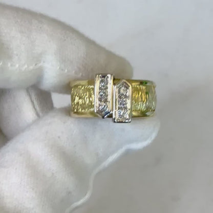 Fine Vintage 18 Karat Two-Tone Gold Diamond Band Ring