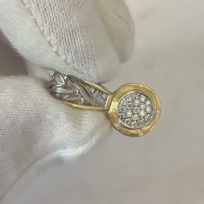 Colgante vintage de oro de 14 quilates en dos tonos con pavé de diamantes