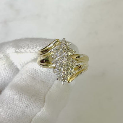 Vintage 14 Karat Two-Tone Gold 1/2 Carat Diamond Cluster Ring